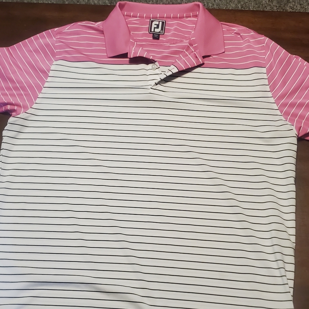 Mens footjoy xl polo pink/white